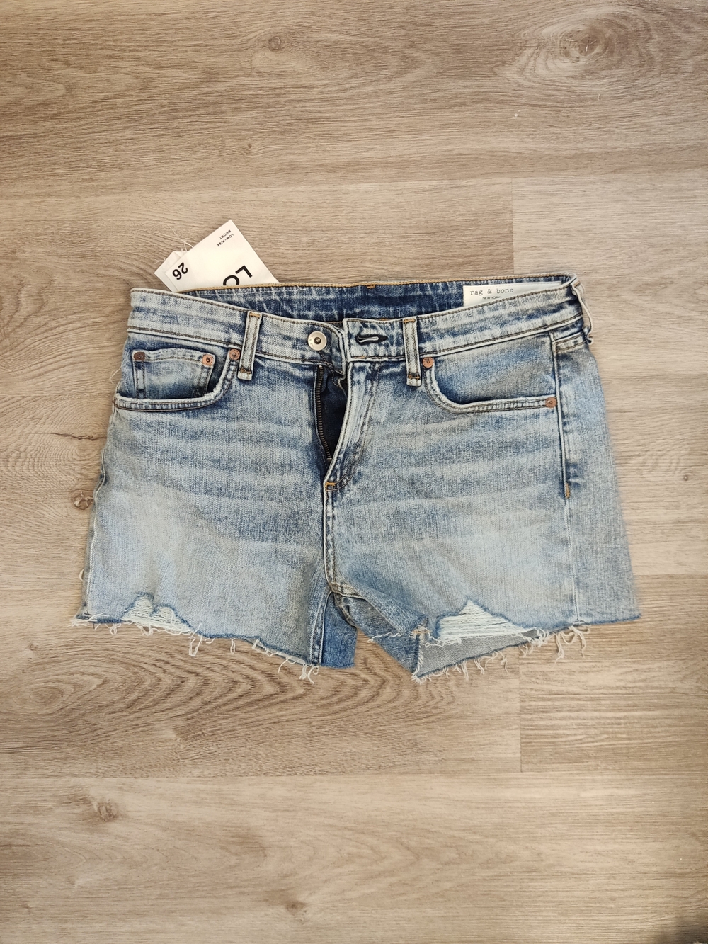 rag & bone Washed Light Blue Distressed Denim Cutoff Shorts